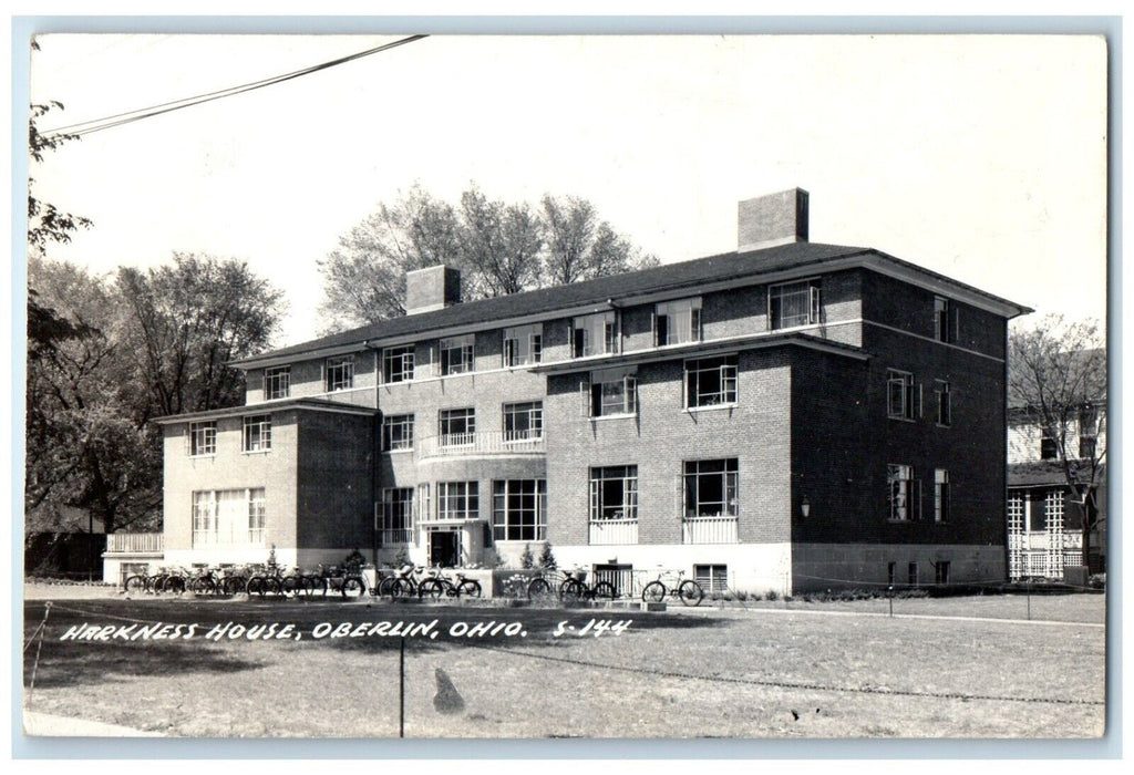 1950 Harkness House Bicycle Oberlin Ohio OH RPPC Photo Posted Vintage Postcard