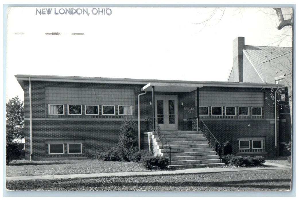 1966 Wesley Hall Building New London Ohio OH RPPC Photo Posted Vintage Postcard