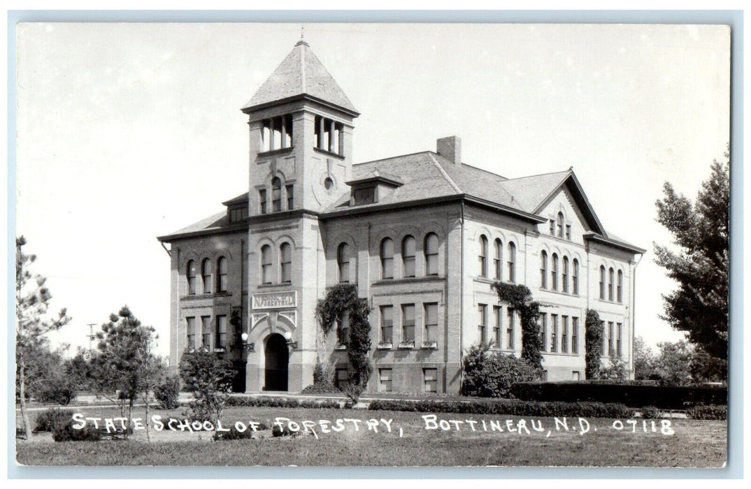 State School Of Forestry Building Bottineau North Dakota ND RPPC Photo Postcard