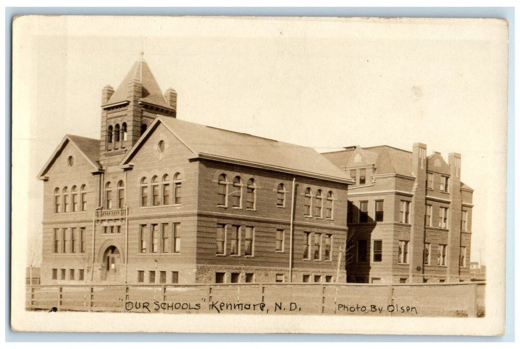 c1910's Schools Building Kenmare North Dakota ND Olsen RPPC Photo Postcard