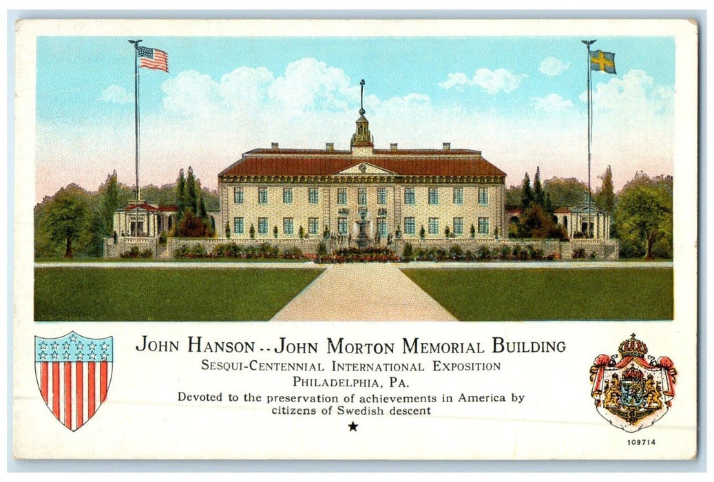 1926 John Hanson John Morton Sesqui Centennial Exposition Pennsylvania Postcard