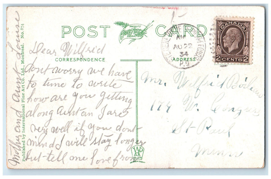 1934 L'Oratoire St. Joseph Shrine Montreal Quebec Canada Posted Postcard