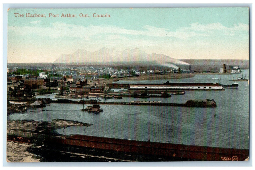 c1910 Boat Landing The Harbour Port Arthur Ontario Canada Unposted Postcard