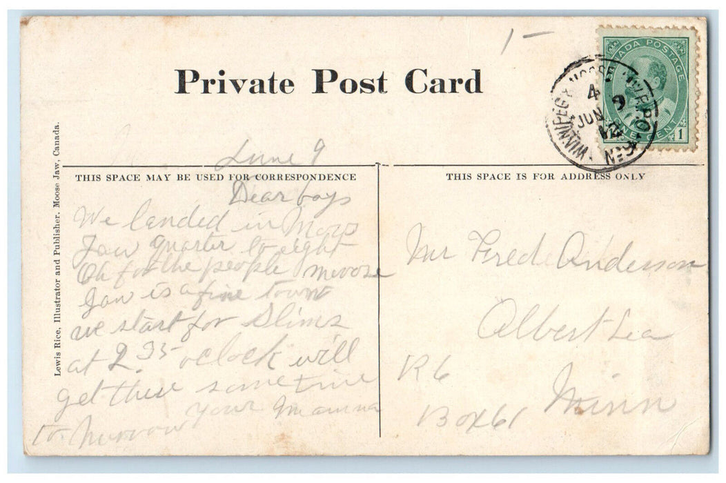 c1910 Zion Church Moose Jaw Saskatchewan Canada Lewis Rice Photo Postcard