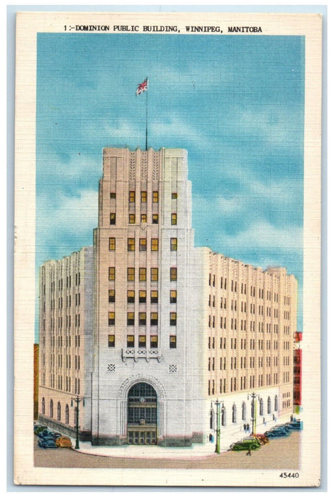 1952 Dominion Public Building Winnipeg Manitoba Canada Vintage Postcard
