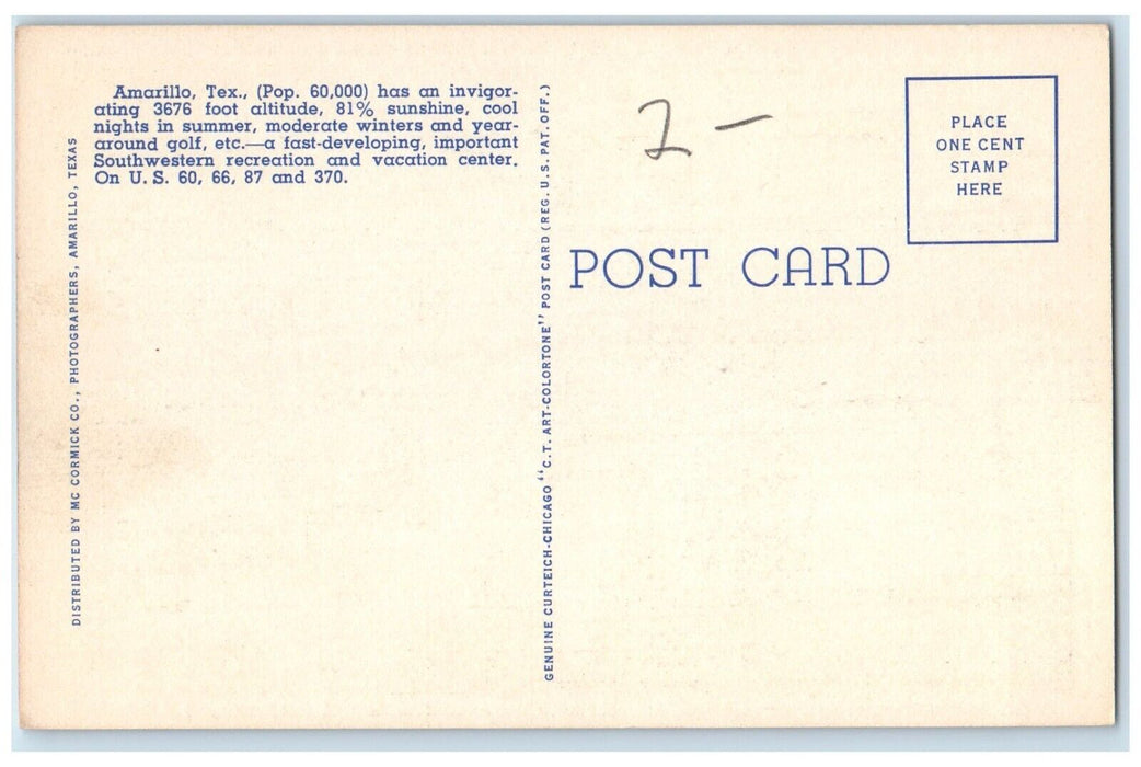 c1940 Amarillo Outdoor Recreation Center Northwest Texas TX Multiview Postcard