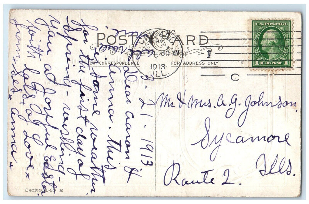 1913 Easter Wishes Tulip Flowers Embossed Chicago Illinois IL Antique Postcard