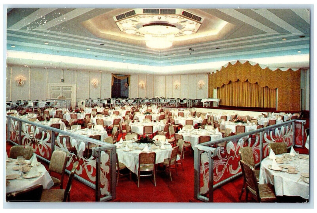 1961 Emerald Room Shamrock Hilton Grand Hall Interior Houston Texas TX Postcard