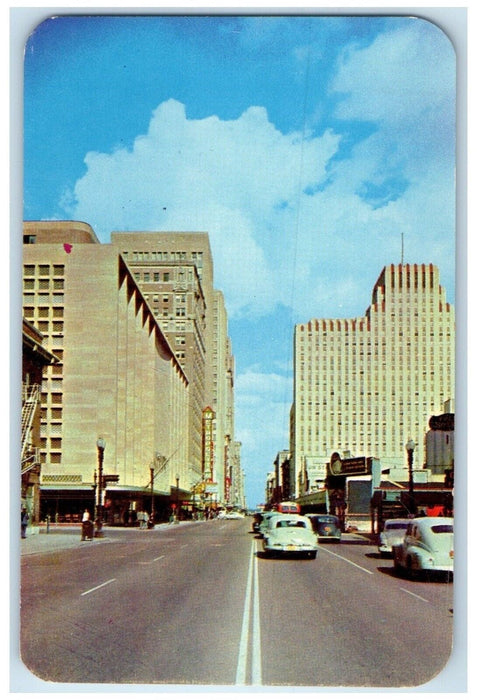 c1960 Main Street Looking North Foley's Department Store Houston Texas Postcard