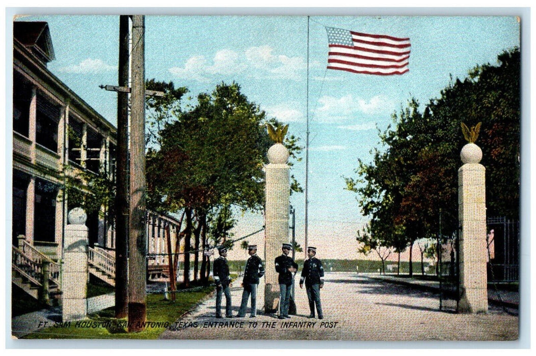 c1910 Ft. Sam Houston Entrance Infantry Post San Antonio Texas Vintage Postcard
