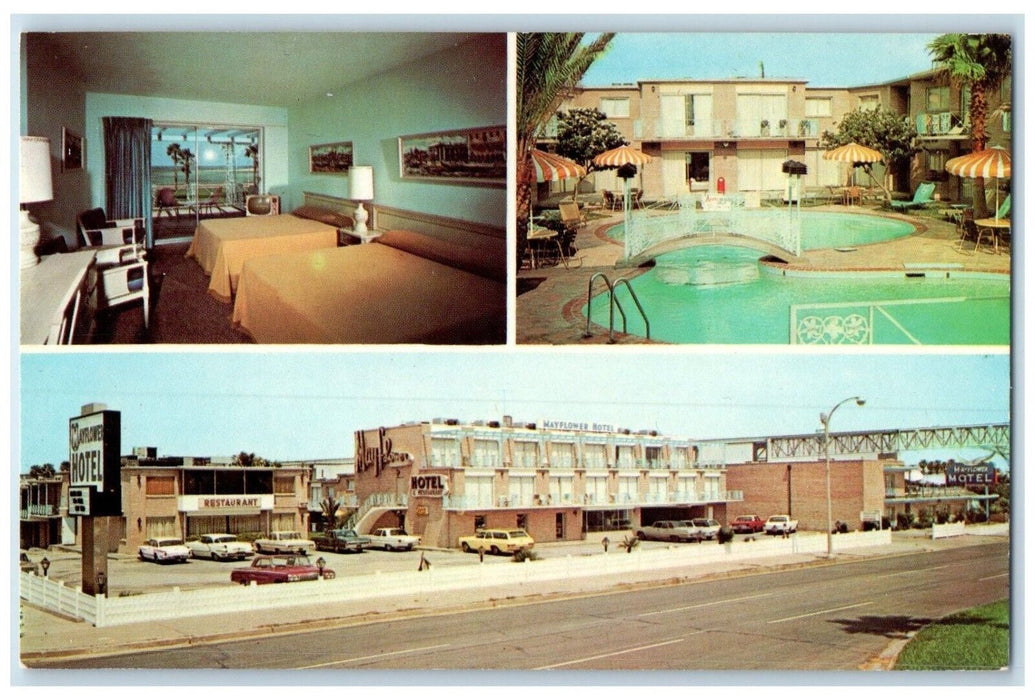 c1960 Mayflower Hotel Swimming Pools Restaurant Corus Christi Texas TX Postcard