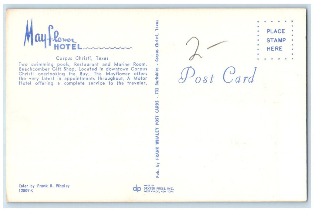 c1960 Mayflower Hotel Swimming Pools Restaurant Corus Christi Texas TX Postcard