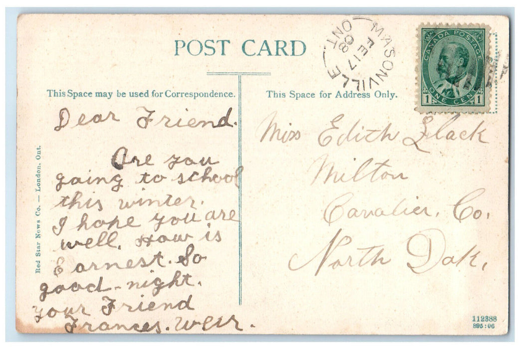 1908 Dundas and Adelaide Street Looking East London Ontario Canada Postcard