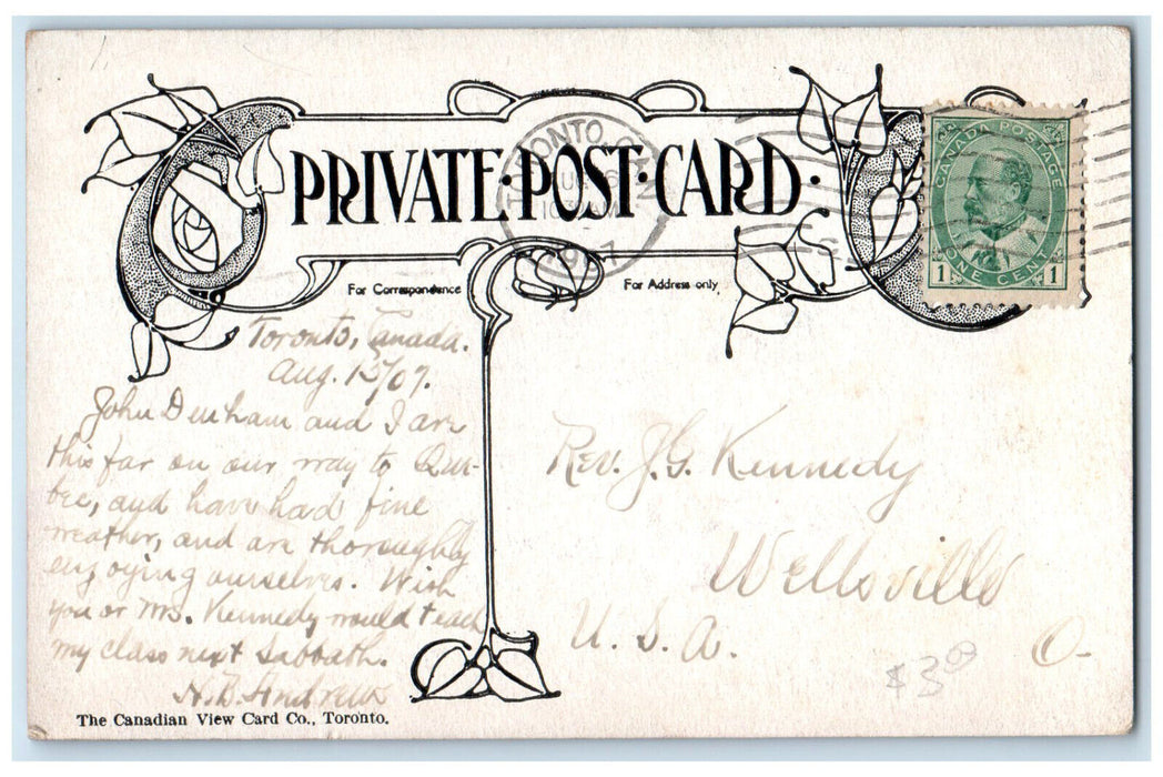 1907 King Edward Hotel Toronto Ontario Canada Posted Antique Postcard