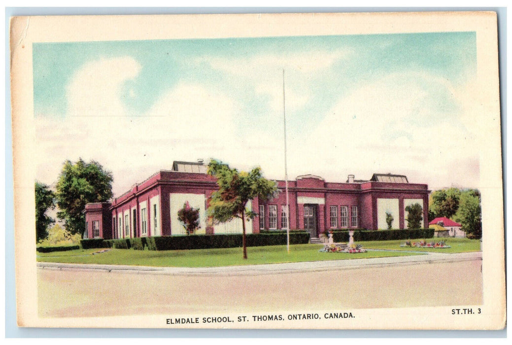 c1950's Elmdale School St. Thomas Ontario Canada Unposted Vintage Postcard