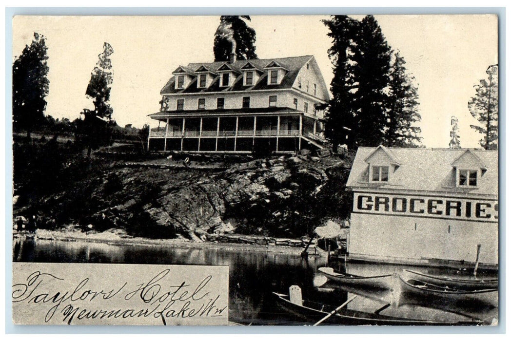 c1910's Taylor Hotel Groceries Newman Lake Washington WA Antique Postcard