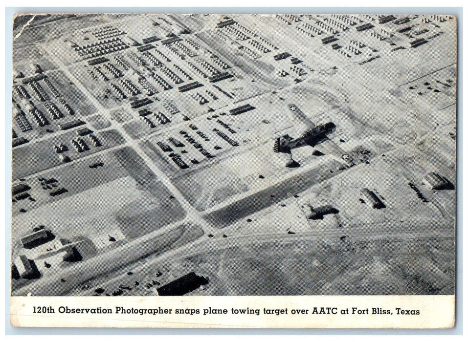 1942 Observation Photographer Snaps Plane Towing AATC Fort Bliss Texas Postcard