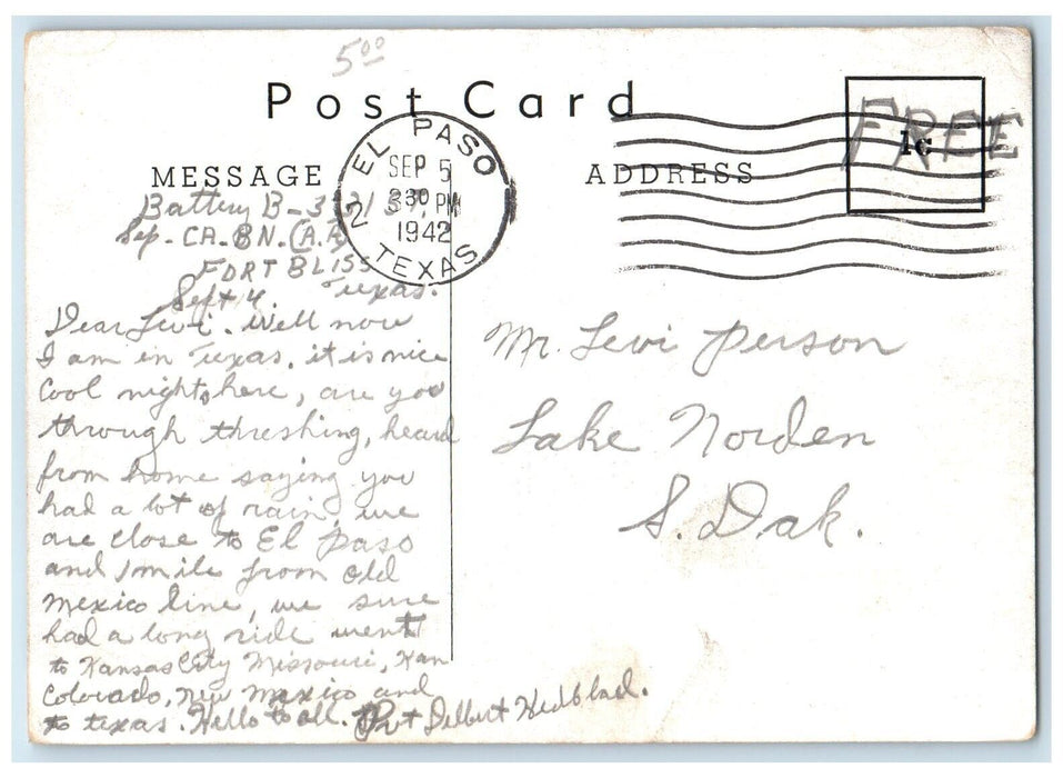 1942 Observation Photographer Snaps Plane Towing AATC Fort Bliss Texas Postcard