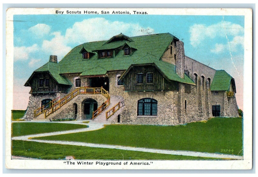 1937 Boy Scouts Home Winter Playground America Field San Antonio Texas Postcard