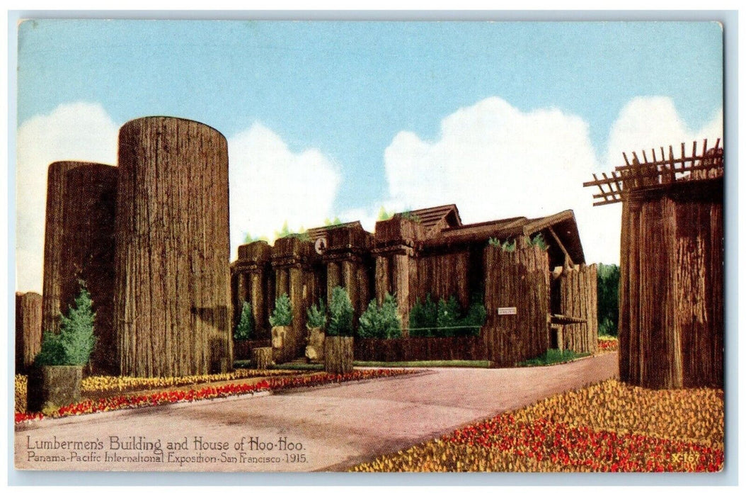 1915 Lumbermen Building House Hoo Hoo Panama Pacific Expo California CA Postcard