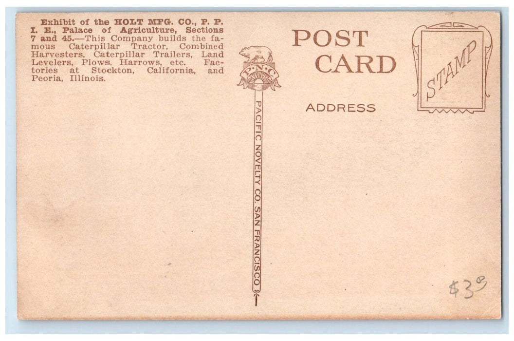 1915 Office Holt Mfg Co Pan-Pac Expo San Francisco California Unposted Postcard
