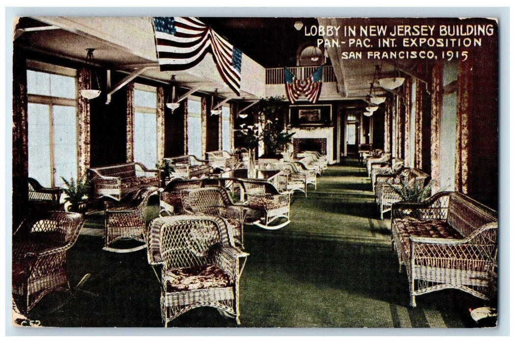 1915 Lobby New Jersey Building Pan-Pac Expo San Francisco California CA Postcard