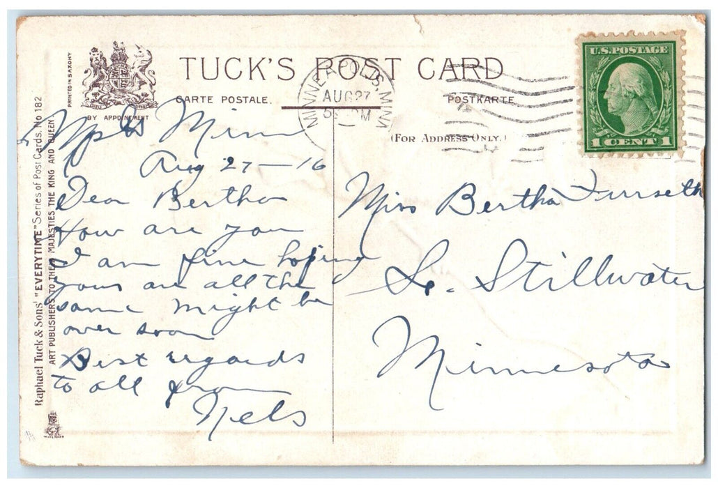 1916 Man Fishing Heart Dwig Embossed Minneapolis Minnesota MN Tuck's Postcard