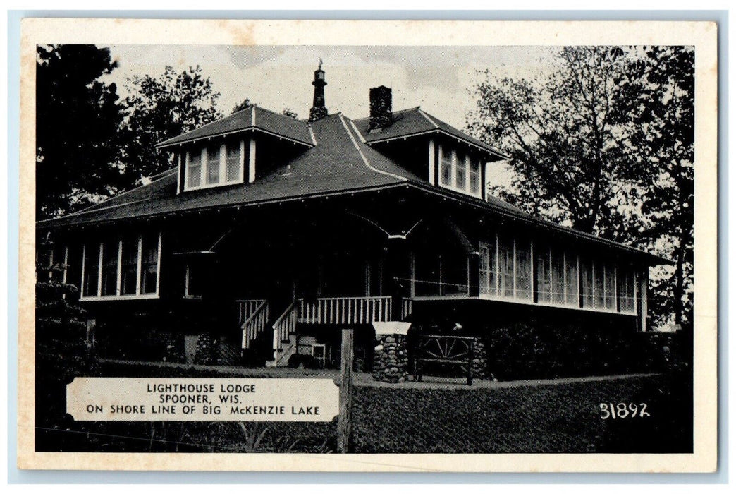 Lighthouse Lodge Spooner Wisconsin WI, On Shore Line Big McKenzie Lake Postcard
