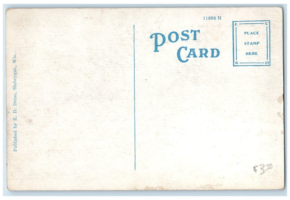 c1910's High School Building Cars Sheboygan Wisconsin WI Antique Postcard