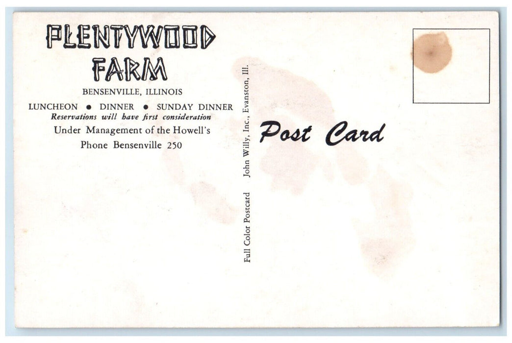 c1960 Howell Collection Mechanical Plentywood Farm Bensenville Illinois Postcard