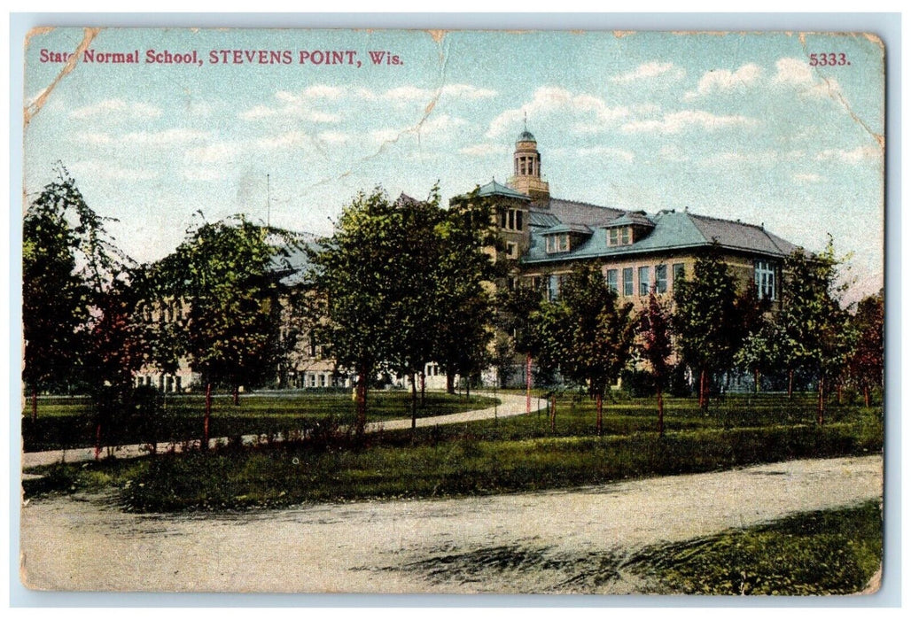 c1910's State Normal School Building Stevens Point Wisconsin WI Antique Postcard