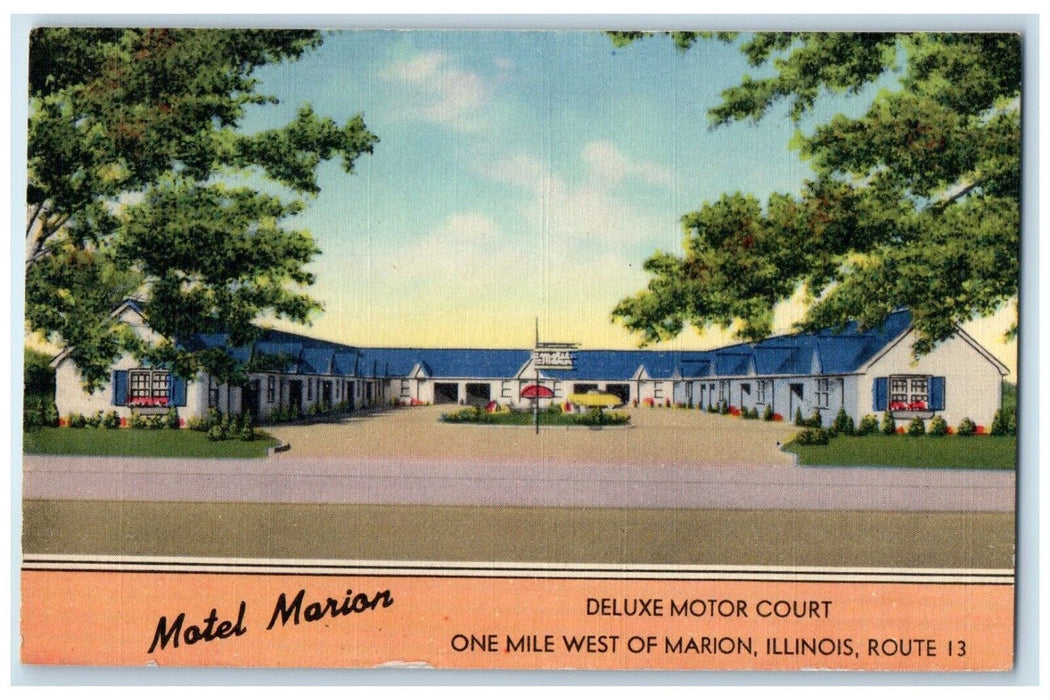 c1940 Exterior View Motel Marion Building Marion Illinois IL Unposted Postcard