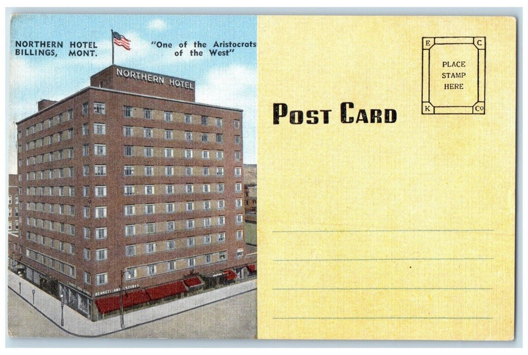 c1940 Exterior View Northern Hotel Building Billings Montana MT Vintage Postcard