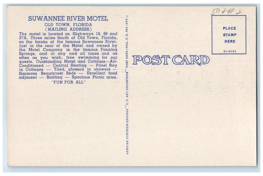 c1940 Exterior Multi-View Suwannee River Motel Old Town Florida Antique Postcard