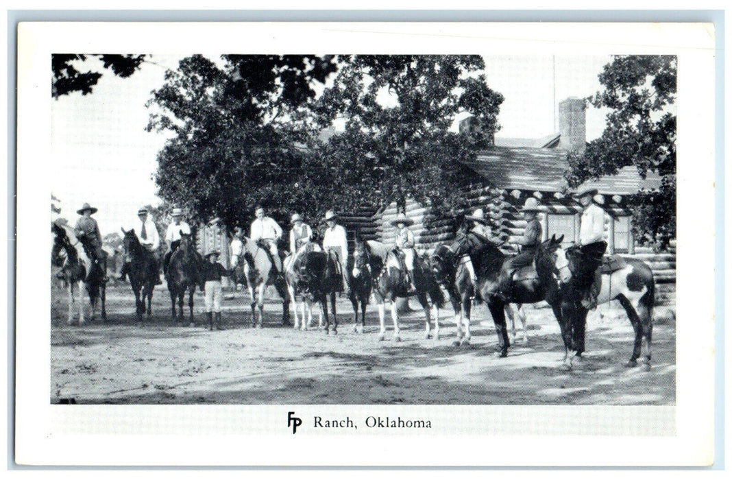 c1950's Frank Philips Woolaroc Oklahoma Horse Cowboys Vintage Antique Postcard