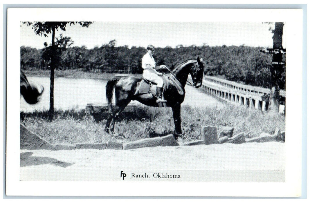 c1950's Cowboy Horse Franklin Ranch Woolaroc Oklahoma Vintage Antique Postcard
