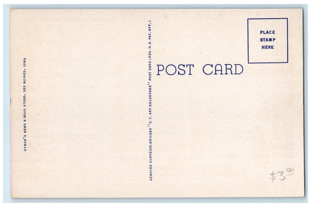 c1940 Aerial View Stadium University Des Moines Iowa IA Vintage Antique Postcard