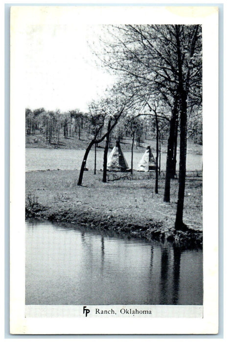 c1950's Tent Lake Frank Philips Ranch Woolaroc Oklahoma Vintage Antique Postcard