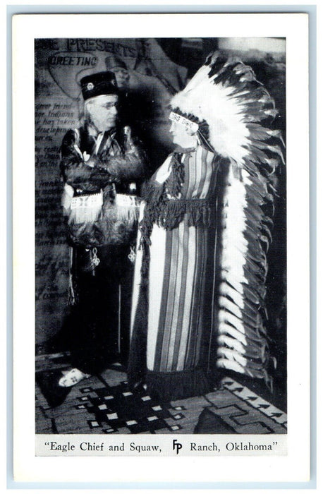 c1950's Eagle Chief Squaw Philips Ranch Woolaroc Oklahoma OK Vintage Postcard