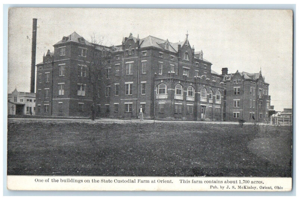 1914 One Buildings State Custodial Farm Exterior Building Orient Ohio Postcard