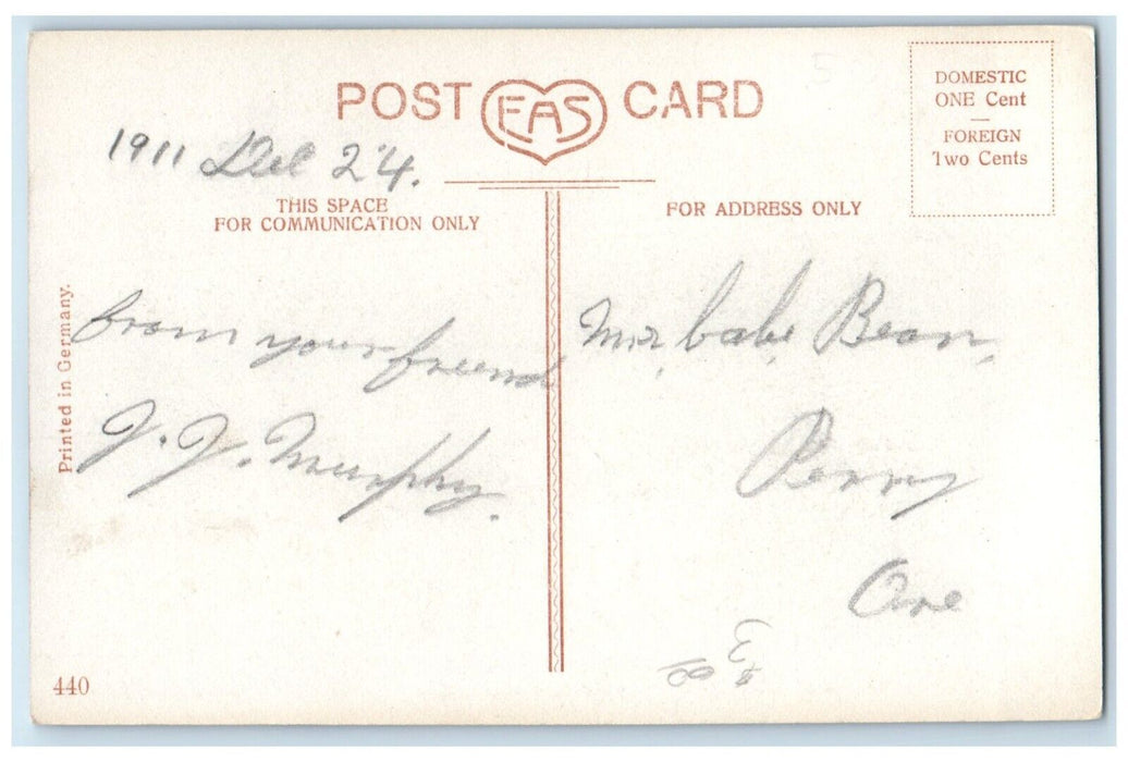 1911 Christmas Morn Mother And Son Pine Leaf EAS Posted Antique Postcard