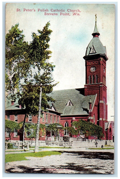c1910's St. Peter's Polish Catholic Church Stevens Point Wisconsin WI Postcard