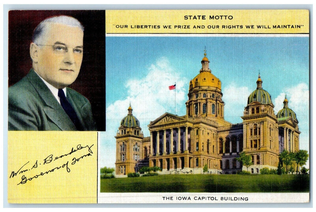c1940 Multi-View State Motto Iowa Capitol Building Iowa Vintage Antique Postcard