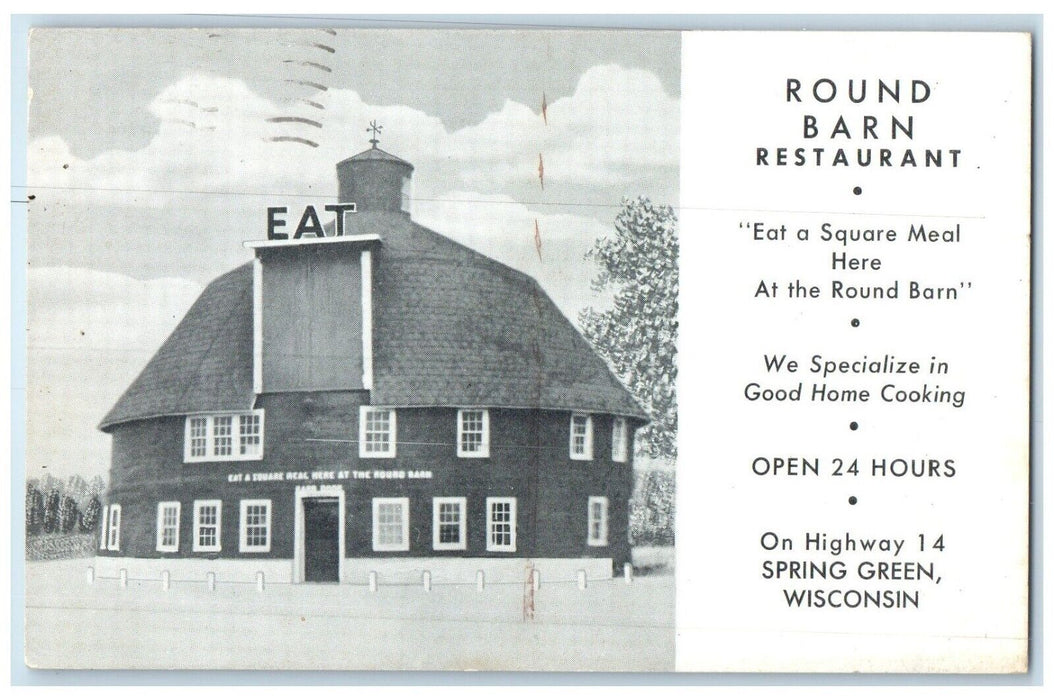 1955 Round Bar Restaurant Spring Green Rich And Center Wisconsin WI Postcard