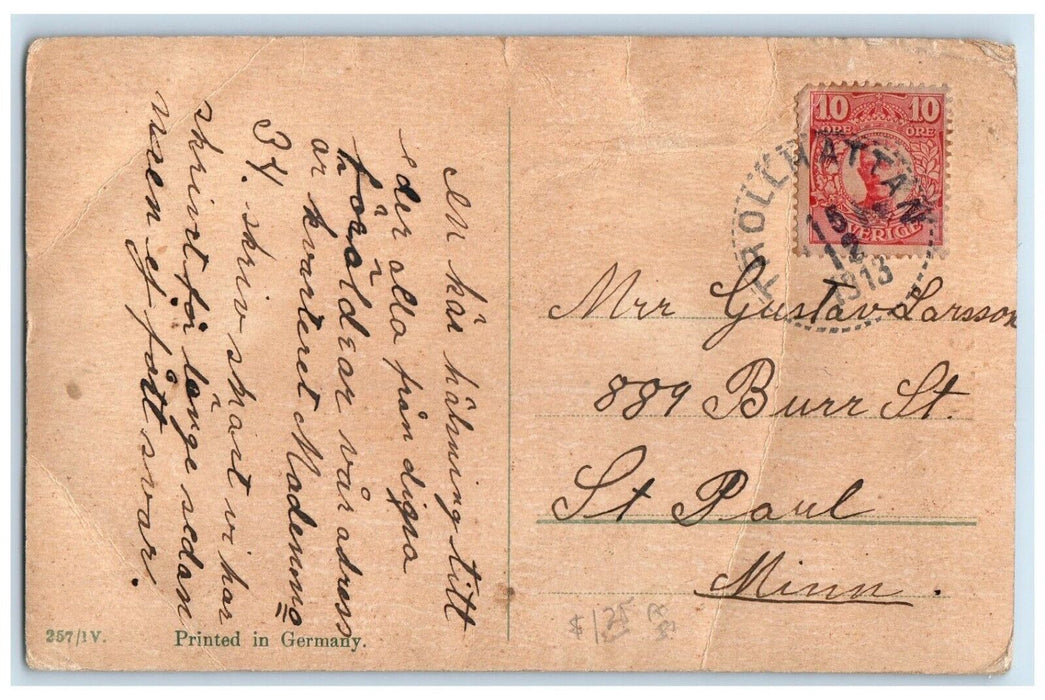 1913 Christmas Tree Candles Horse And Wagon Children St. Paul MN Postcard
