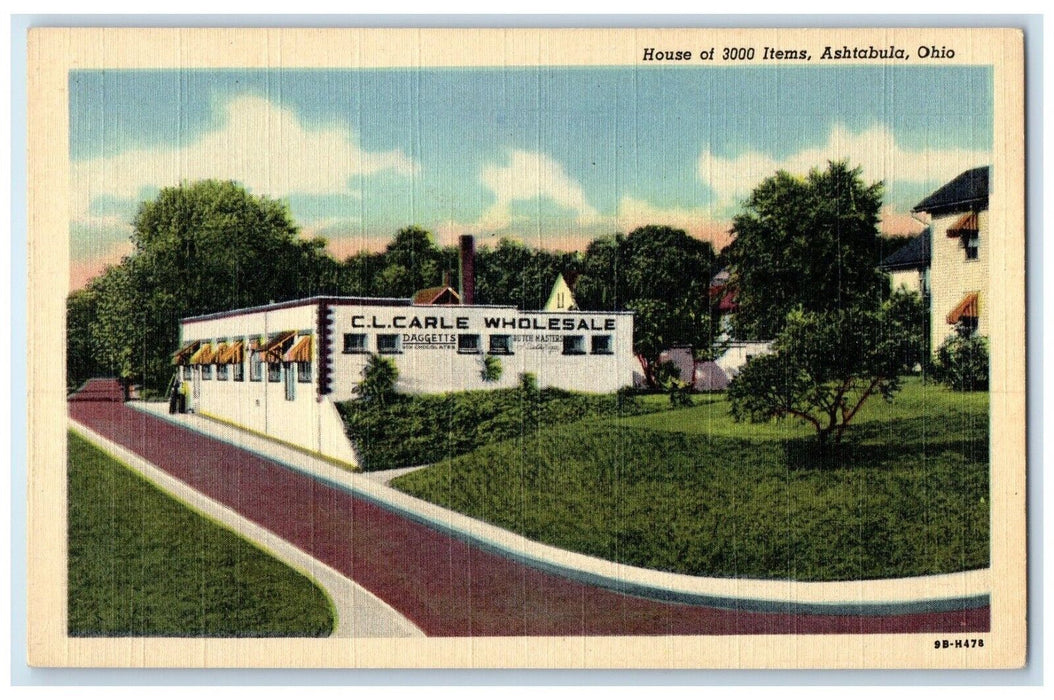 c1940 House 3000 Items Carle Wholesale Exterior Building Ashtabula Ohio Postcard