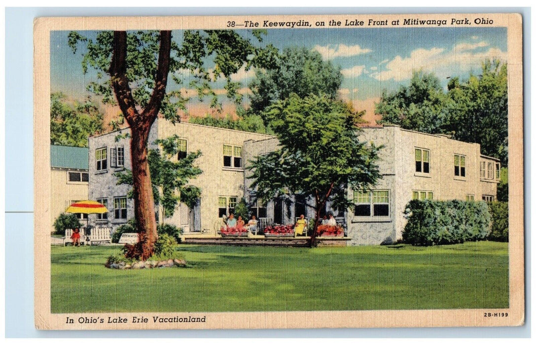 1944 Keewaydin Lake Front Lake Erie Vacationland Mitiwanga Park Ohio OH Postcard