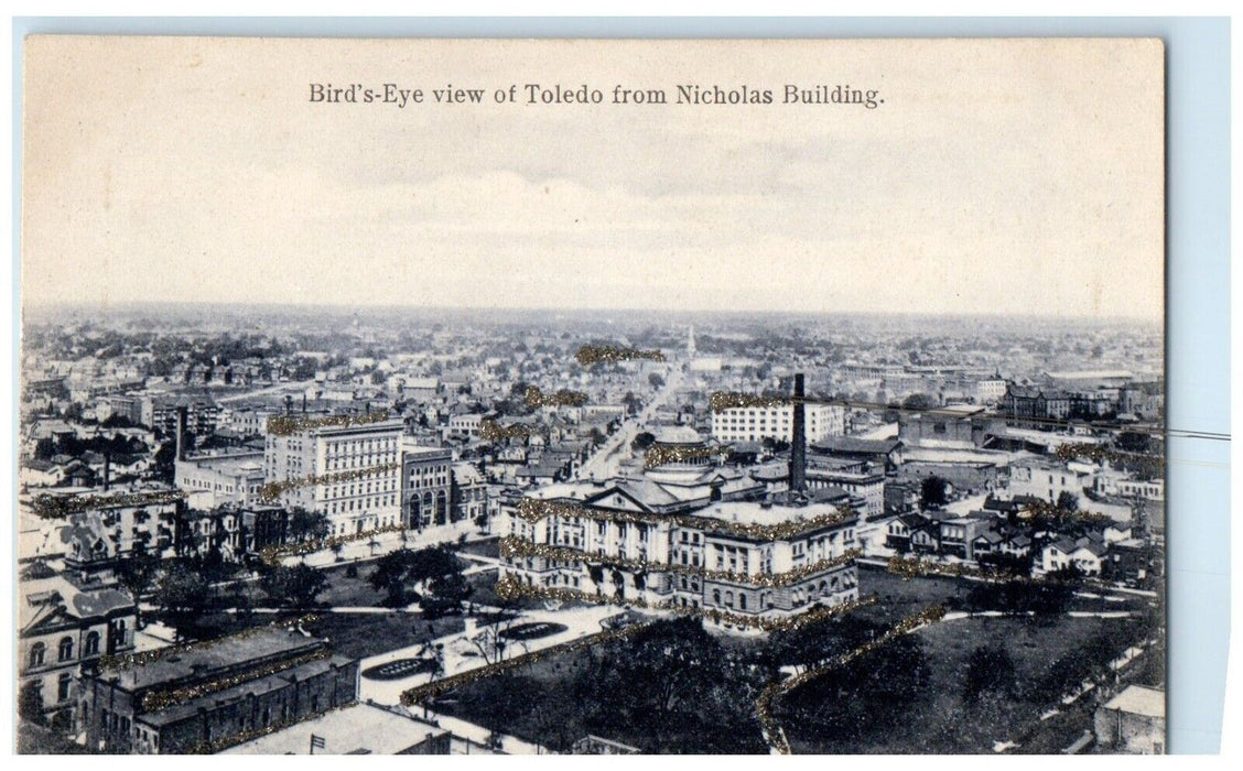 c1910 Bird's-Eye View Toledo From Nicholas Building Exterior Ohio OH Postcard