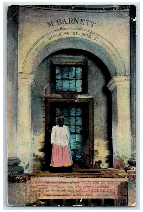 1913 Old Slave Block Old St. Louis Hotel New Orleans Louisiana Vintage Postcard