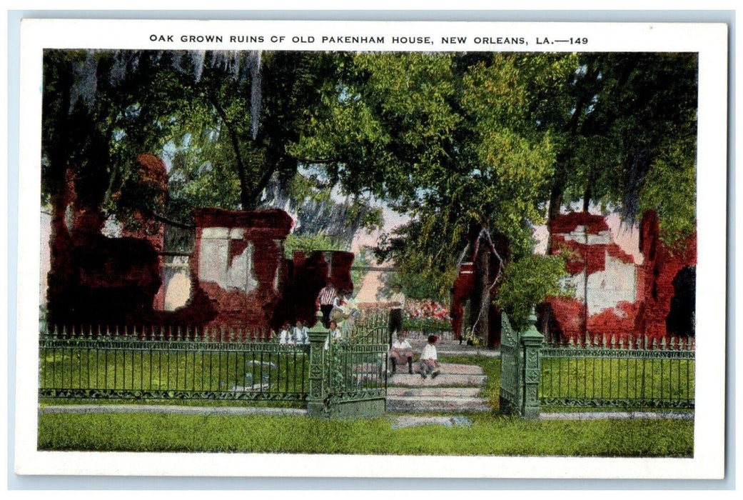 c1940 Oak Grown Ruins Old Pakenham House New Orleans Louisiana Vintage Postcard